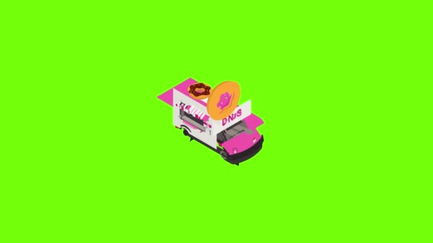 Donuts truck icon animation - Materiał filmowy, wideo