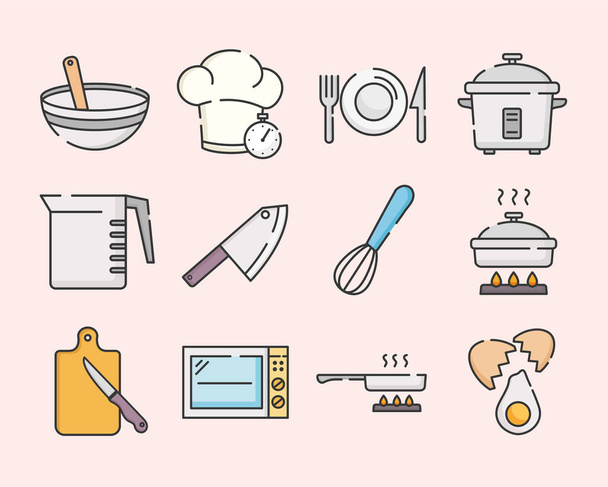 Coleção de símbolos de cozinha - Vetor, Imagem