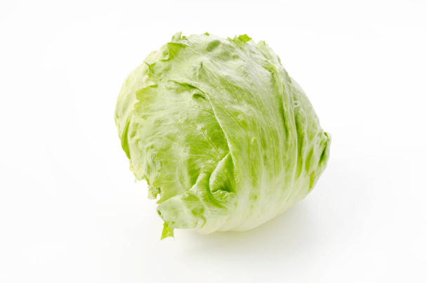 Green iceberg lettuce on white background - Photo, Image