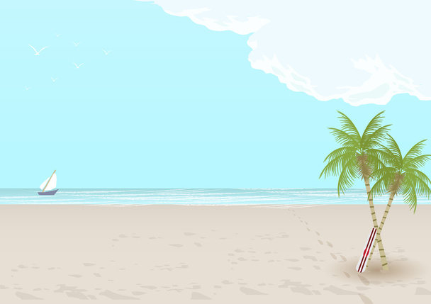 Retro Style Summer Beach Background - Vector Illustration - Vetor, Imagem