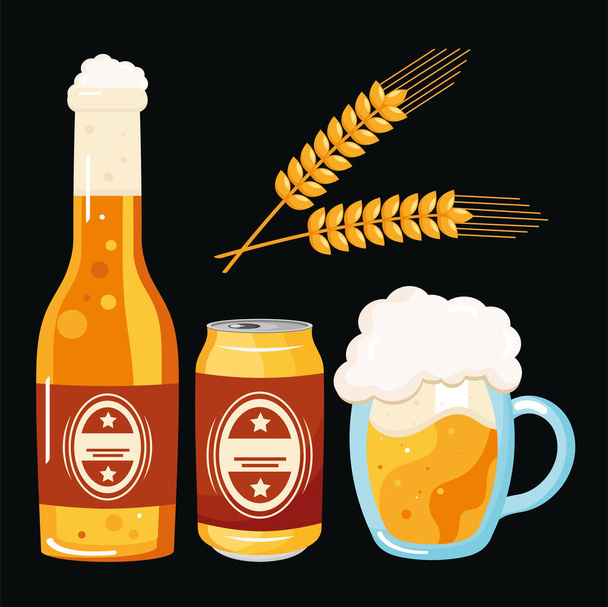 icône de bière ensemble - Vecteur, image