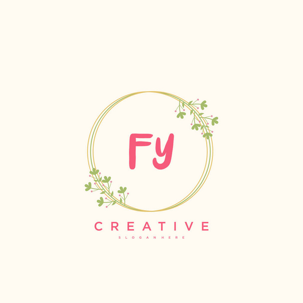 Векторный логотип FY Beauty, дизайн логотипа оригинальной подписи, свадебной, модной, еврейской, бутиковой, цветочной и ботанической с творческим шаблоном для любой компании или бизнеса. - Вектор,изображение