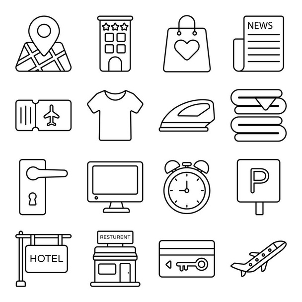 Pack of Hotel Linear Icons - Vector, imagen