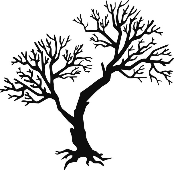 Yapraksız ağaç silueti, el çizimi illüstrasyon vektörü - Vektör, Görsel