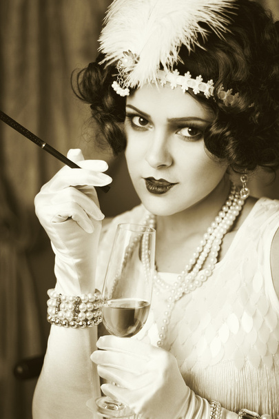 Retro flapper style woman - Photo, Image