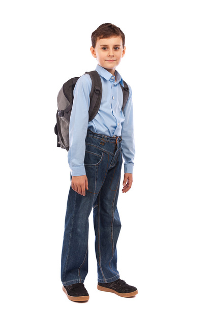 School kid with backpack - 写真・画像