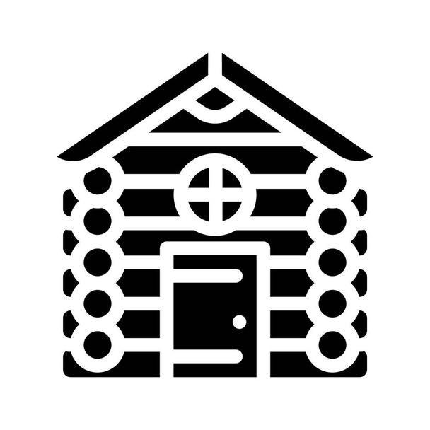 cabaña de madera casa glifo icono vector ilustración - Vector, Imagen