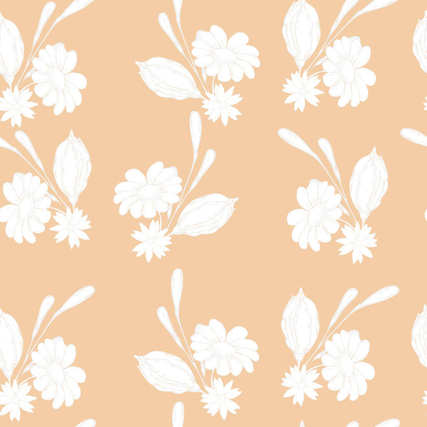 vector illustration seamless pattern small bouquet of white flowers on a pink background,for wallpaper,fabric or furniture - Vecteur, image