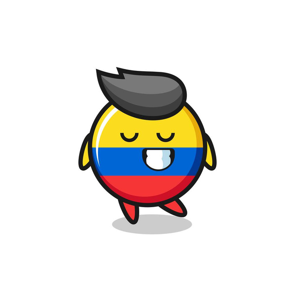 colombia flag badge cartoon illustration with a shy expression , cute style design for t shirt, sticker, logo element - Vector, Image