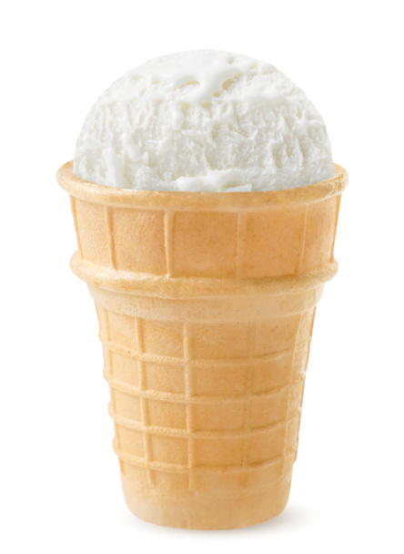 Jégkrém gofris pohárban, közelkép fehér háttérrel. Elszigetelt - Fotó, kép