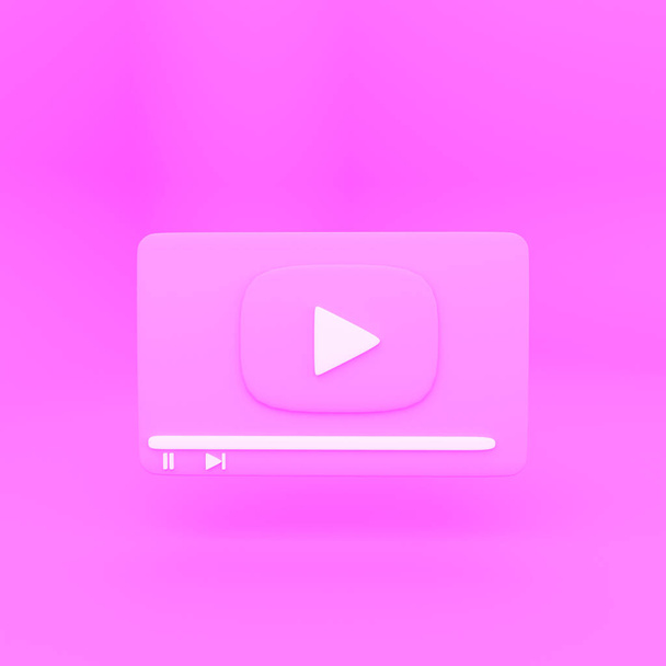 creativo estilo minimalista 4k Video media player Interfaz aislada sobre fondo rosa. diseño para Redes Sociales, banner, póster y sitio web. renderizado 3d - Foto, Imagen