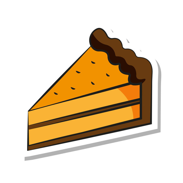 pegatina pedazo de delicioso pastel de calabaza - Vector, imagen