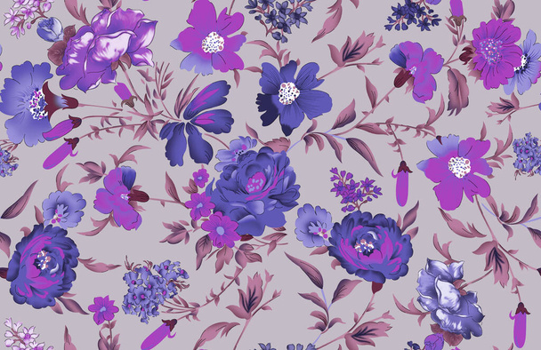 A purple floral pattern for wallpaper and background - Fotó, kép