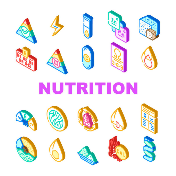 Información Nutricional Dieta Colección Iconos Set Vector - Vector, Imagen