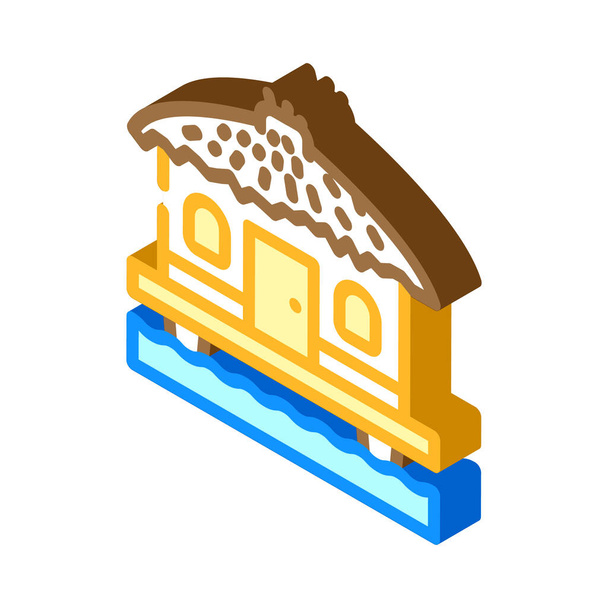 bungalow em casa de água ilustração ícone vetor isométrico - Vetor, Imagem