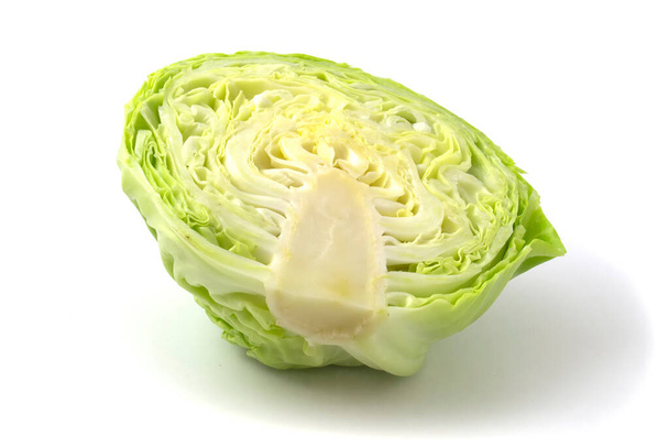 Half of white cabbage isolated on white backgroun - 写真・画像