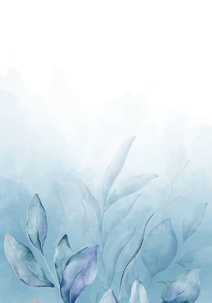 Feuilles pâles - bannière de design botanique. Cadre de bordure aquarelle pastel floral. - Photo, image