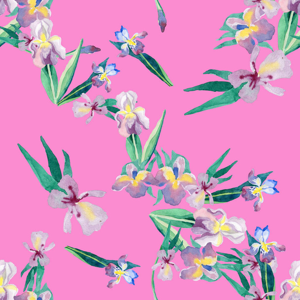 Квітучий райдужний акварельний безшовний візерунок романтичне літо для тканини
 - Фото, зображення