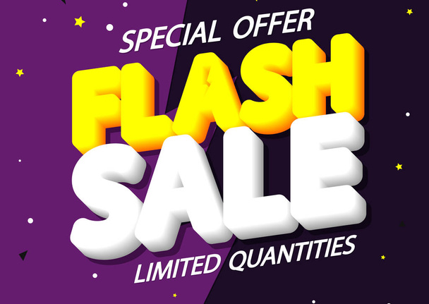 Flash Sale, poster ontwerp sjabloon, beperkte tijd alleen, korting banner, vector illustratie - Vector, afbeelding