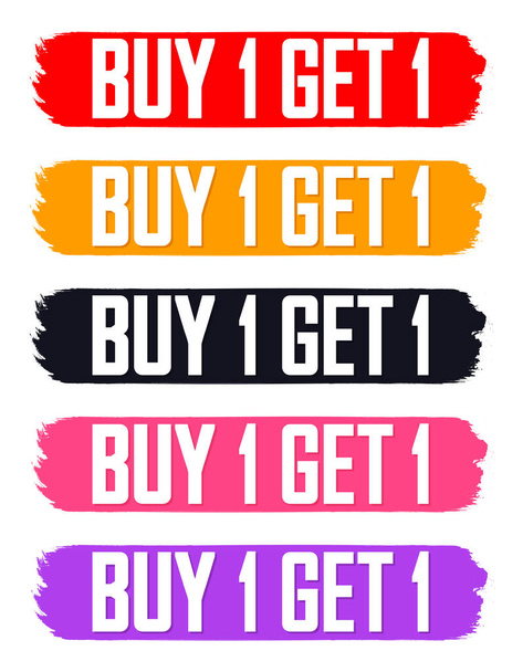 Comprar 1 Obter 1 Grátis, Set Sale banners design template, coleção de tags de desconto, ótima oferta, ilustração vetorial - Vetor, Imagem