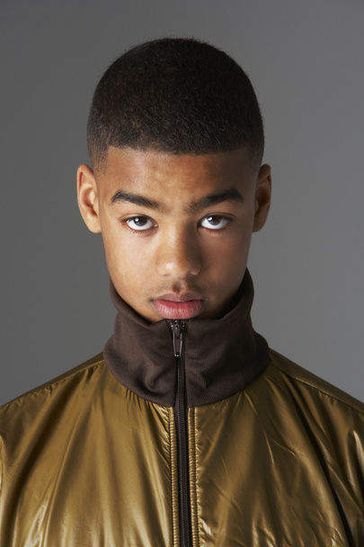 Studio Portrait Of Fashionably Dressed Teenage Boy - Fotó, kép