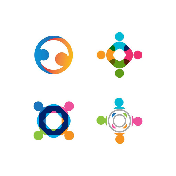 Вектор шаблонов логотипа и уход за сообществом - Вектор,изображение