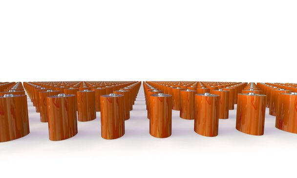 Una matriz de baterías de color naranja aisladas en blanco
 - Foto, Imagen