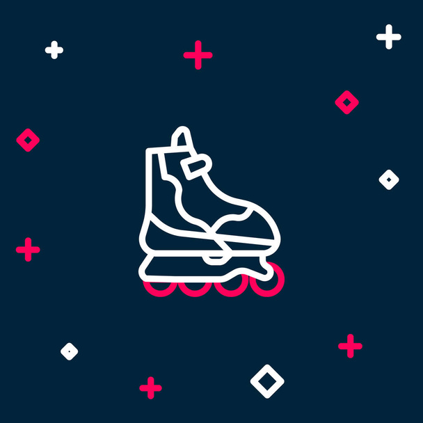 Line Roller skate icon isolated on blue background. Colorful outline concept. Vector - Vector, Image