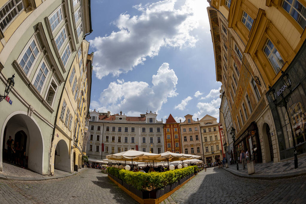 Praque, Czech Republic - JULY 5, 2018: Old Town Prague city center also called "Praha 1" is the oldest district of the city, the original 'Town of Prague. - Fotó, kép