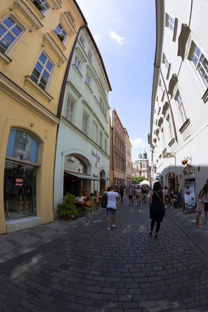 Praque, Czech Republic - JULY 5, 2018: Downtown of Praque, tourists walking on streets  - Fotografie, Obrázek