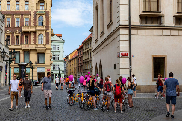 Praque, Czech Republic - JULY 5, 2018: Down Town of Praque, People enjoying all what down town can offer. - Photo, image
