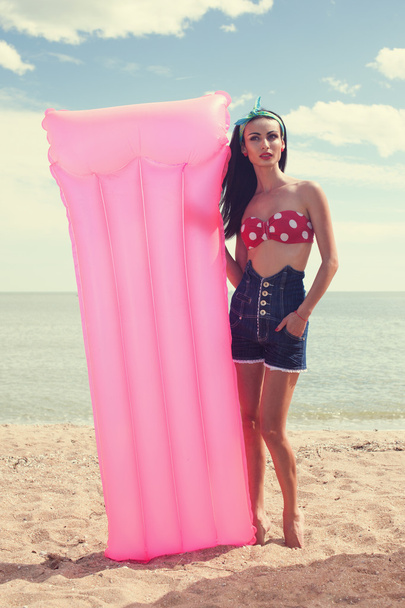 Stylish model on the beach - Фото, изображение