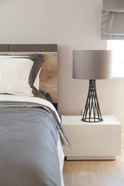 modern bedroom interior. light lamp - Photo, Image
