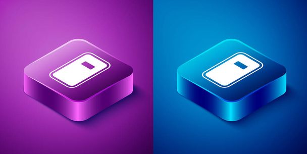 Isometric Police assault shield icon isolated on blue and purple background. Square button. Vector - Vector, Image