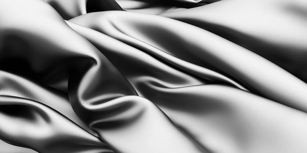 Abstract background luxury cloth. Smooth elegant black silk or satin texture. 3d render illustration - Fotografie, Obrázek