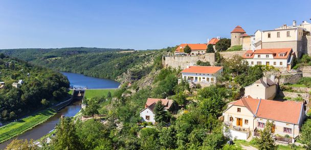 Panorama of the castle overlooking the landscape of Moravia in Znojmo, Czech Republic - Fotó, kép