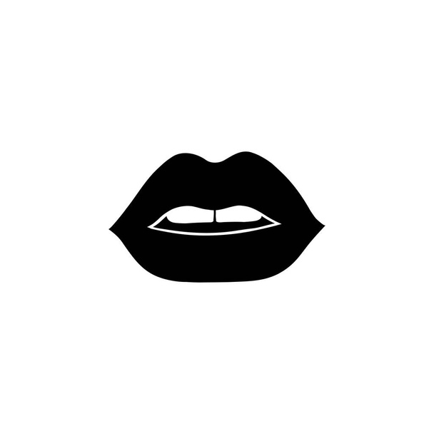Monochrome silhouette black sexy passionate lips, black lipstick, logo flat style - Vecteur, image