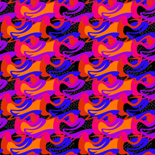  Naadloze abstracte unieke kleurrijke patroon met golfvormen en cirkels - Vector, afbeelding