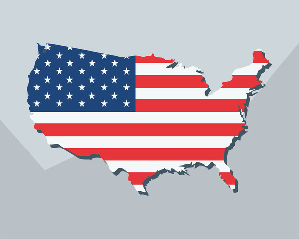 σημαία ΗΠΑ στο χάρτη - Διάνυσμα, εικόνα