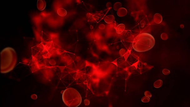 Blood cells and viruses, biology concept background - Photo, Image