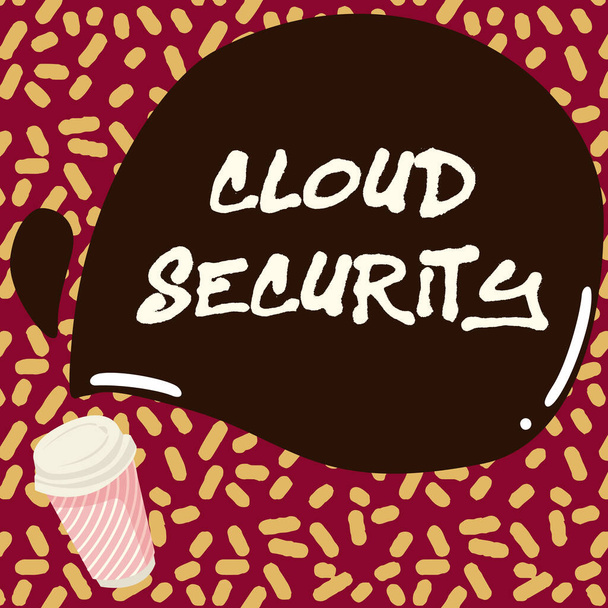 Signe texte montrant Cloud Security. Concept d'entreprise Imposer un système sécurisé de données existantes dans Internet Colorful Design Afficher le message, Menu Café abstrait - Photo, image