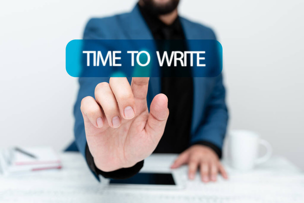 Szöveg megjelenítése Time To Write. Üzleti megközelítés rögzíteni valamit, vagy kifejezni egy ötletet papíron vagy könyv Bemutatása Kommunikációs technológia Okostelefon Hang és videohívás - Fotó, kép