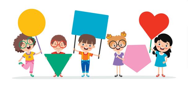 Funny Children Holding Blank Placard - Vector, afbeelding