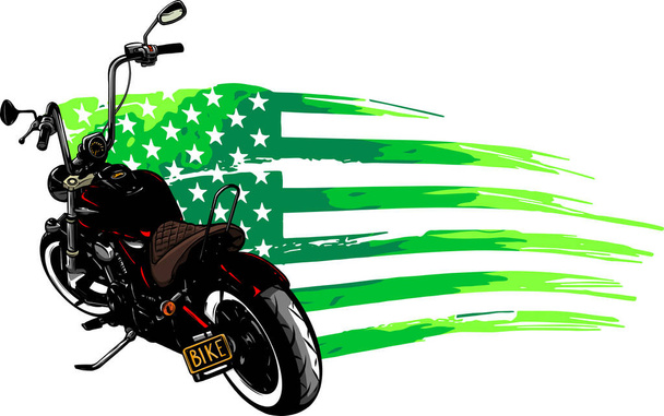chopper motorcycle with american flag vector illustration - Vector, Image