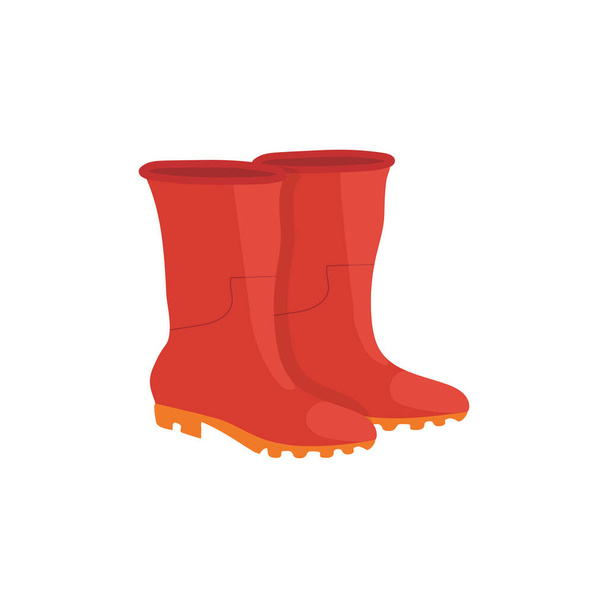 pair of red rubber boots with yellow soles on white background isolate - Vector, Imagen