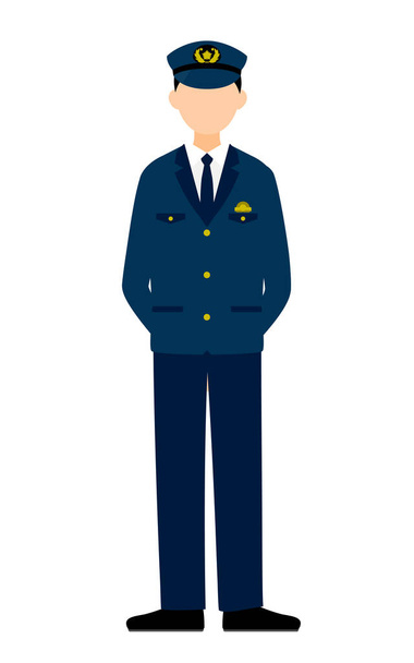 Young male police officer posing, Standing with hands behind back - Vector, Image