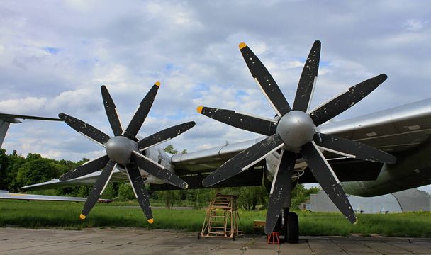 Propeller Blades Of Old Military Landed Aircraft  - Photo, Image