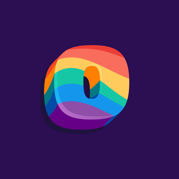 O letter volume logo with Pride LGBTQ flag pattern. Vector Illustration perfect for your rainbow identity, transgender banner, gays and lesbians posters, bisexual design, etc. - Vector, Image