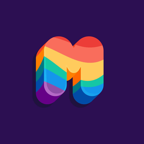 M betűméret logó büszkeséggel LMBTQ zászló mintával. Vektor illusztráció tökéletes a szivárvány identitás, transznemű banner, melegek és leszbikusok poszterek, biszexuális design, stb. - Vektor, kép