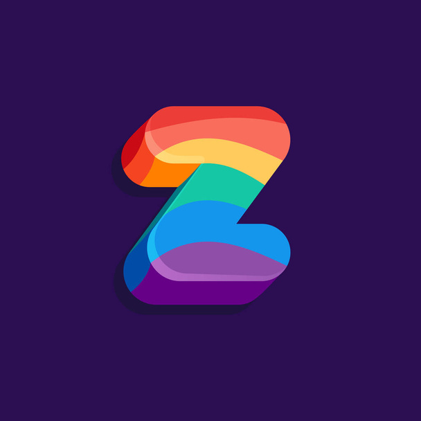 Logotipo de volumen de letra Z con patrón de bandera Orgullo LGBTQ. Ilustración vectorial perfecta para su identidad de arco iris, banner transgénero, carteles de gays y lesbianas, diseño bisexual, etc.. - Vector, Imagen